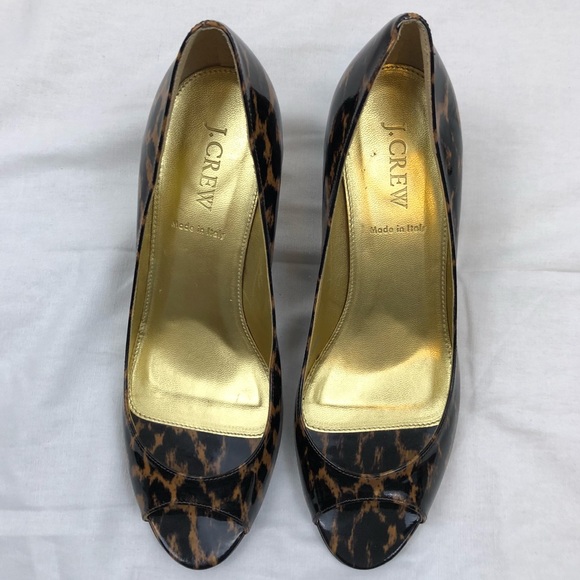 Leopard Print Peep Toe Heels - Picture 2 of 4